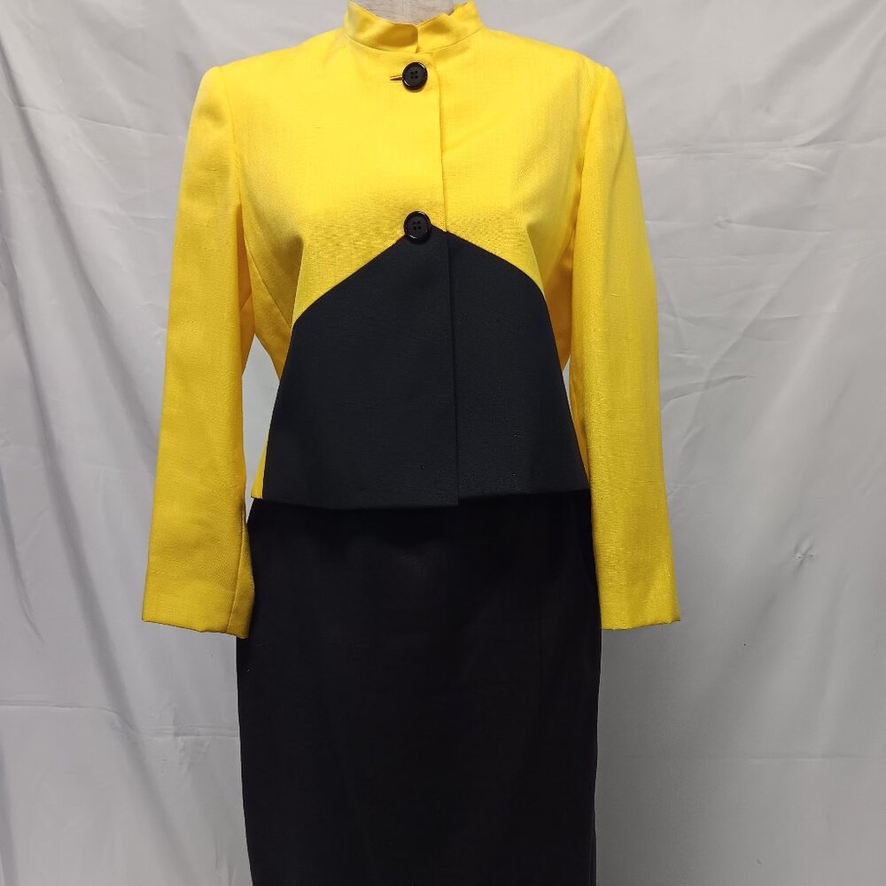 Vintage Roth Le Cover Petites Sport Jacket & Skirt Set Black and Yellow {ch}